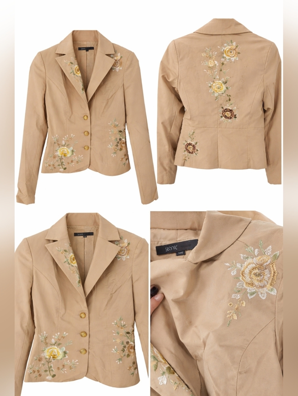 Y2K Yank American Embroidered Floral Blazer Jacket Cottagecore Boho 5/6 - Picture 2 of 8